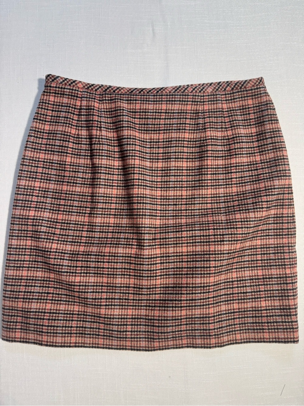 Talbots Plaid Wool Blend Skirt Size 16 Tan Pink Navy Academia Preppy Fall Staple - Picture 9 of 11